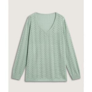 Bloomchic Textured V Neck Lightweight Tunic Sweater Sz 10 Mint Green